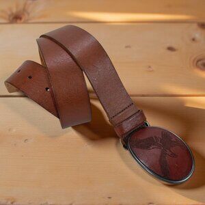 American Eagle Men's Western Leather Belt with Eagle Buckle, Size 36